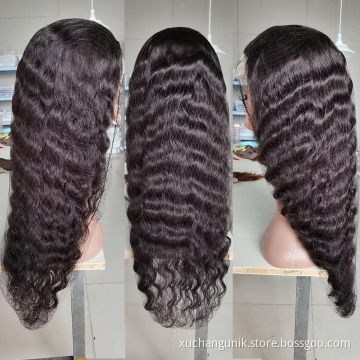 Uniky Brazilian Human Hair Lace Front Wig,Deep Wave Virgin Hair Lace Wig For Black Women,Pre Pluck Lace Wig With Baby Hair